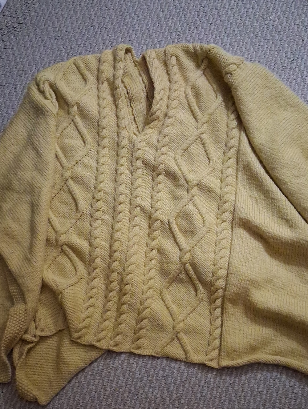 Cable Knit Wool Handmade Women's Sweater Cape Poncho